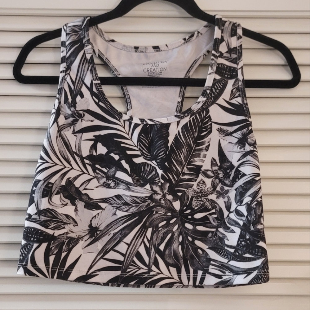 Evolution and Creation- Floral Workout Athletic Racerback Crop Tank Top